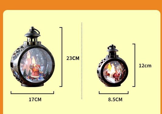 Farol navideño con luz LED — diseño nieve y muñeco de nieve