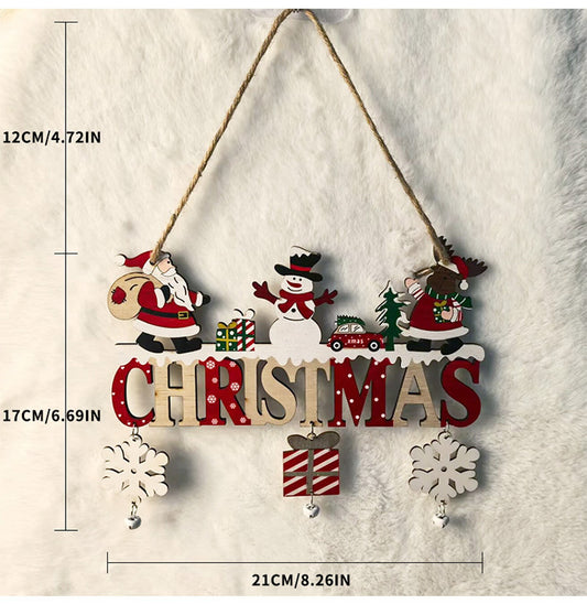 Cartel navideño colgante de madera — modelos WELCOME y CHRISTMAS
