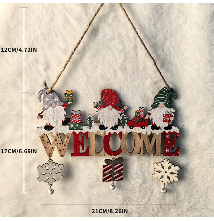 Cartel navideño colgante de madera — modelos WELCOME y CHRISTMAS