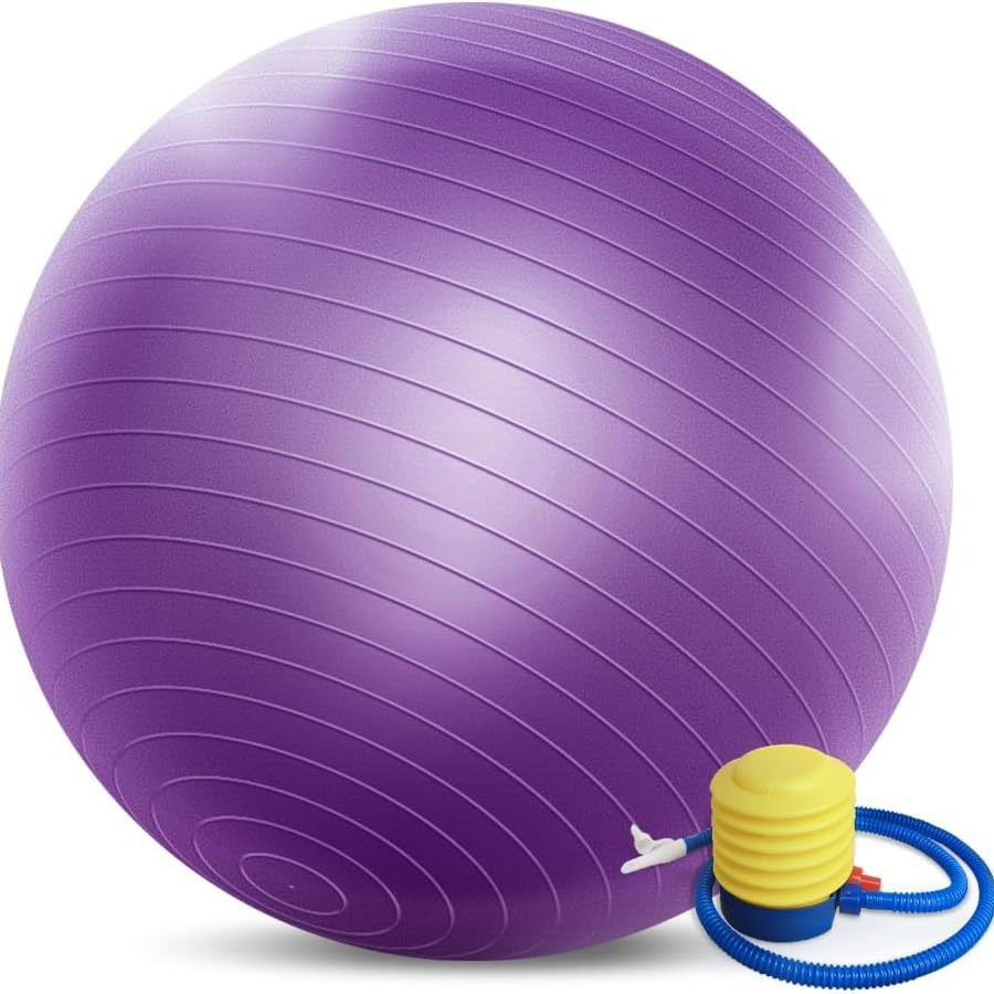 Pelota de yoga antideslizante 55 cm — con bomba, tapón y cinta de medición