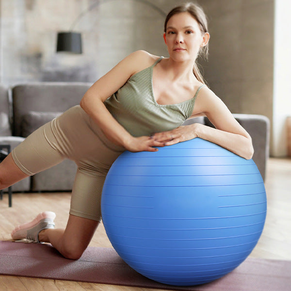 Pelota de yoga antideslizante 55 cm — con bomba, tapón y cinta de medición
